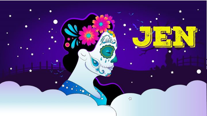 Jen, Dia De Los Muertos, Mexican immigrant in speculative fiction contemporary romances, friendships, gender, sexuality & coming of age book Jen, Dia De Los Muertos, Mexican immigrant in speculative fiction contemporary romances, friendships, gender, sexuality & coming of age book